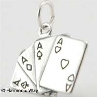Sterling silver ~ FOUR ACES ~ Poker Hand Ace Card CHARM  