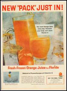 Fresh Frozen Orange Juice from Florida Vintage Ad 1959 (100711)  