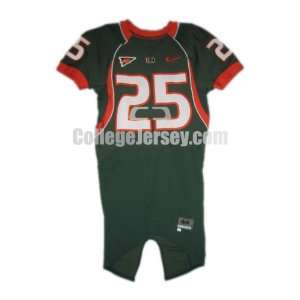  Green No. 25 Game Used Miami Nike Football Jersey Sports 
