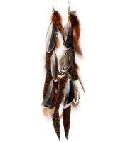 15 Inch Long Multi Feather Dangle Chandelier Earrings w/Black Brown 