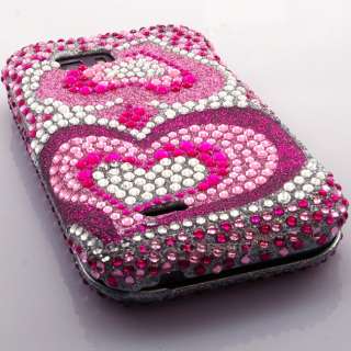 Pink Heart Diamond Bling Hard Case Cover Snap On For LG Mytouch Q C800 