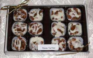 Pecan Turtles 12 Pc. Box W Chocolate Caramel & Nuts  