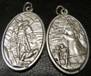 St. Michael & Guardian Angel LARGE medal NEW free ship!  
