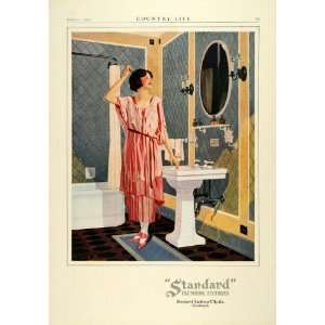  Interior Design Woman Bathrobe Bathroom Decor   Original Print Ad