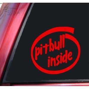    Pit Bull / Pitbull Inside Vinyl Decal Sticker   Red Automotive