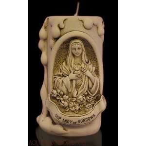 Our Lady of Sorrows Antiqued Alabaster Votive Candle 