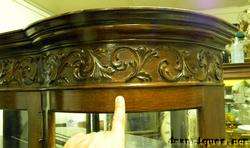 Antique Victorian Carved Floral Solid Oak China Cabinet  