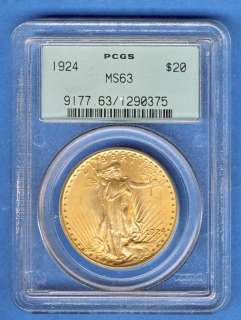 1908 ST GAUDENS $20 GOLD COIN PCGS MS63 NO MOTTO  