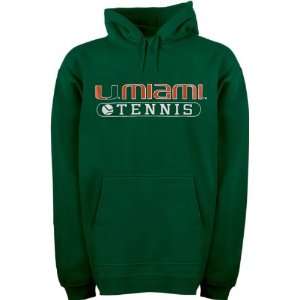  Miami Hurricanes Green Tennis Hooded Sweatshirt: Sports 