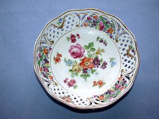 Beautiful Dresden Germany Antique Pierced & Hand Painted Bowl ~L@@K 