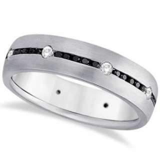50ct Mens Black & White Diamond Wedding Ring Palladium  