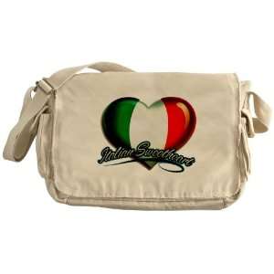   : Khaki Messenger Bag Italian Sweetheart Italy Flag: Everything Else