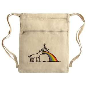   Bag Sack Pack Khaki Unicorn Vomiting Rainbow 
