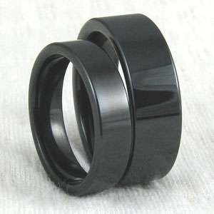Custom Engrave Black Tungsten Ring Wedding Band Set  