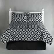 Essential Home Complete Bed Set City Squares   Black/Gray 