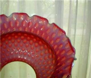 VICTORIAN CRANBERRY OPALESCENT COIN DOT LAMP SHADE COIN SPOT ~NR 