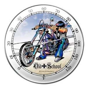  Old school Motorcycle Chopper Round Metal Clock Sign