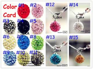   Fashion Swarovski Crystal Disco Ball 10mm Pendant Silver Necklace