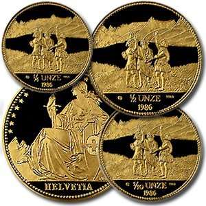 Switzerland 1986 Gold 4 Coin Proof Set:  Sports & Outdoors