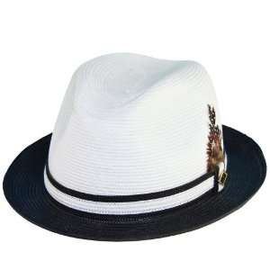 Stacy Adams 2tone Summer Hat White/black Mens Size Smal