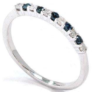   Inc. .25CT Blue & White Diamond Wedding Anniversary Ring 14K White