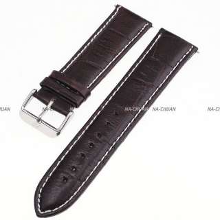   Black Genuine Leather 20 22 24 mm Watch Band Strap + Pin Black Brown