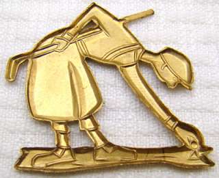Vintage large brass stamping old fashioned golfer teeing up  