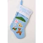   Babys First Blue Christmas Stocking with Multi Fabric Mobile Applique