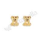 VistaBella New 14k Gold Bonded Polished Teddy Bear Stud Earrings