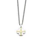 Vistabella Stainless Steel 24k Gold Plated Cross Pendant Necklace