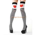 Leg Avenue Halloween Black and White Striped Thigh High Stockings with 