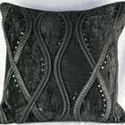 Design Accents Velvet Pillow with Black Leather Detail