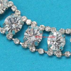 couture clothing bridal applique rhinestone crystal silver chain 
