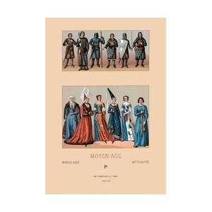 Knights and Maidens of the Middle Ages 12x18 Giclee on canvas  