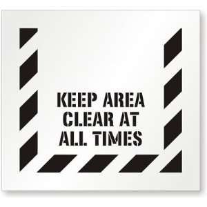 Keep Area Clear At All Times Stencil Polyethylene Stencil Sign, 44 x 
