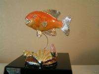 Swarovski Mini Silver Pewter Enamel Gold Fish Figure  