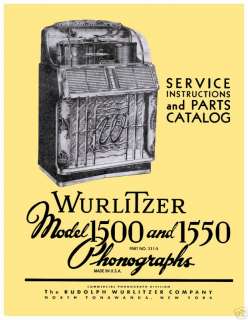 Wurlitzer 1500, 1550 Jukebox Service Manuals  