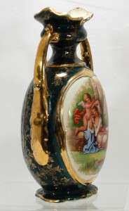 Empire Works England Cupid & Woman Vase Gilded Green  