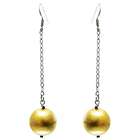   14K White Gold Plated Sterling Silver Two Tone Ball Drop Earrings
