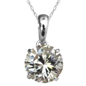  14k White Gold Round cut Cubic Zirconia Necklace Jewelry
