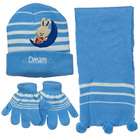 e4Hats Toddler Soccer Knit Hat Gloves and Scarf Set   Light Blue White