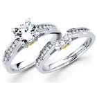   Semi Mount Diamond Engagement Rings Set Multi Tone Gold Wedding Bands