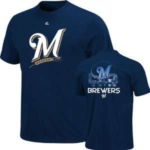 Milwaukee Brewers Navy Skyline T Shirt:  Sports & Outdoors