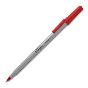   Stick Pen,Medium Point,Light Gray Barrel,Red Ink