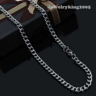 4mm Stainless Steel Curb Chain Necklace Dog Tag 16 40  