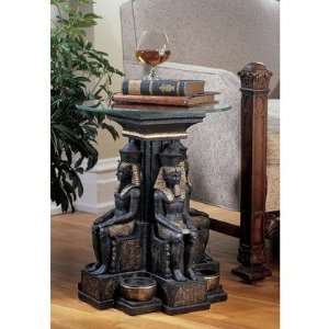    Ramses II Egyptian Sculptural Glass Topped Table: Home & Kitchen