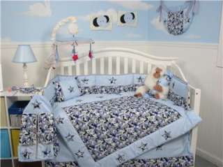 Boutique Blue Camo Baby Crib Nursery Bedding Set 10 pcs  
