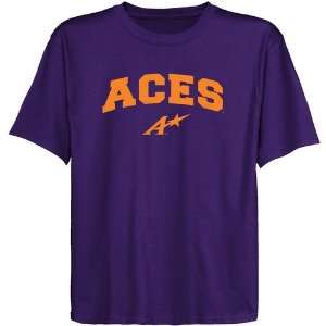  Evansville Purple Aces Youth Purple Logo Arch T shirt 