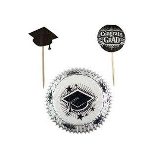  Black Graduation Caps w/ Hat Tassles Cupcake Wrappers 