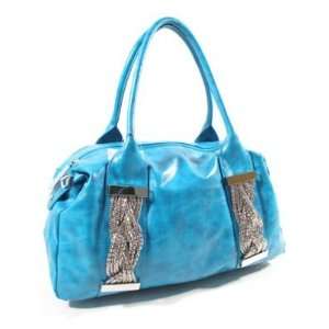   New With Tags Aqua Blue Sparkle Metal Accent Handbag Purse Tote Baby